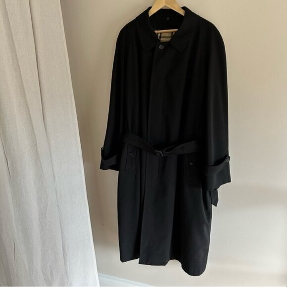 Burberry Vintage Men Black Lawrence Trench Coat with Removable Wool Vest Size 46 - Picture 4 of 16